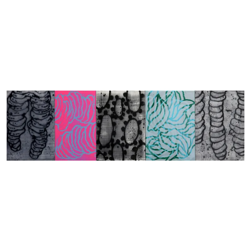 Five panel painting titled 
