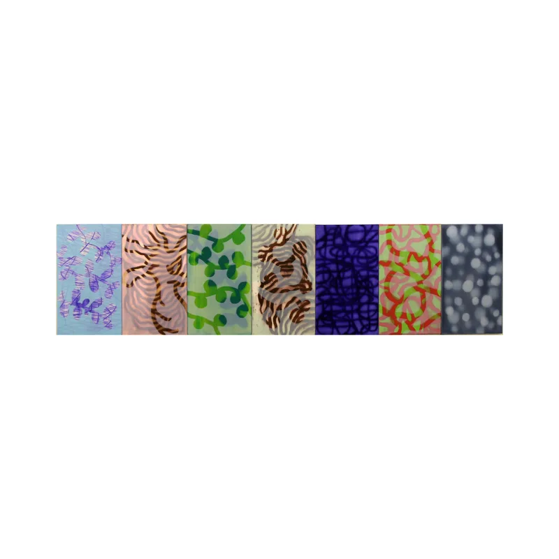Seven panel painting titled 