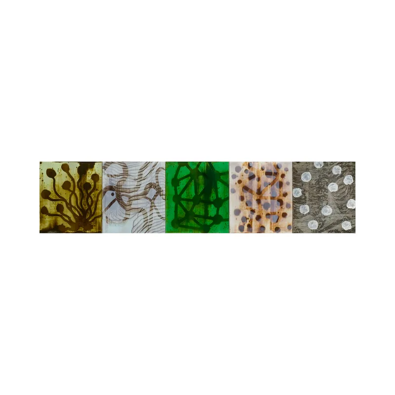 Five panel painting titled 