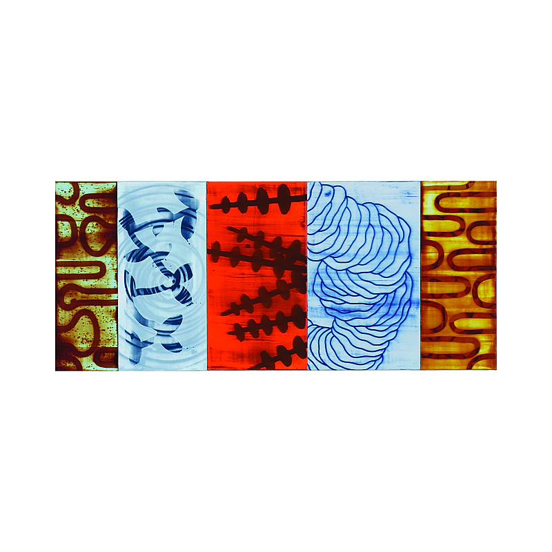 Five panel painting titled 