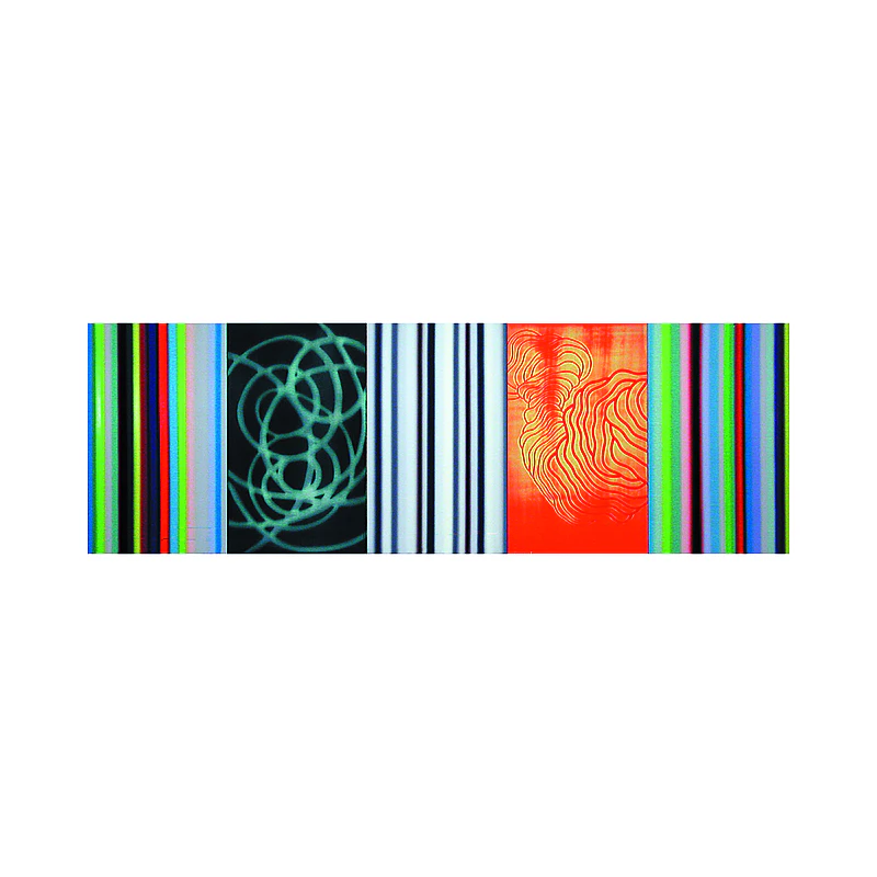 Five panel painting titled 