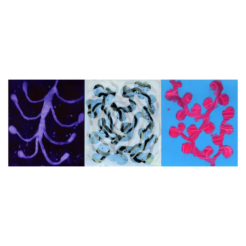 Three panel painting titled 