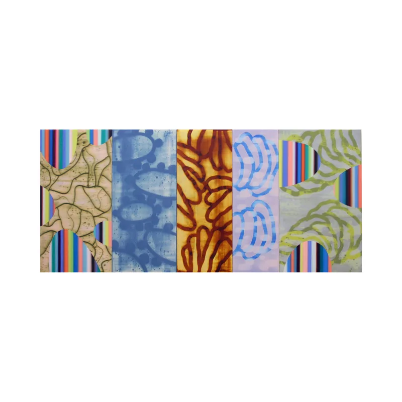 Five panel painting titled 