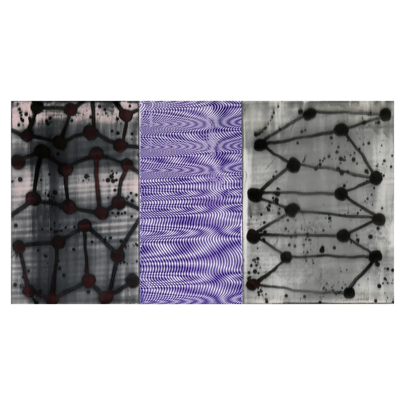 Three panel painting titled 