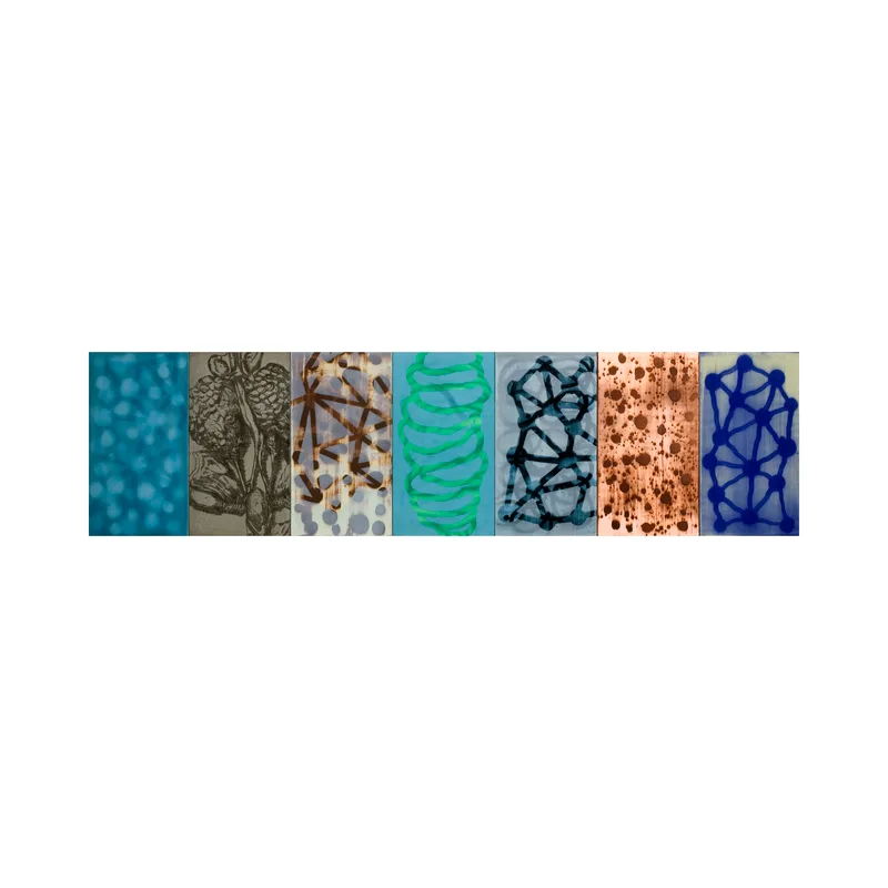 Seven panel painting titled 