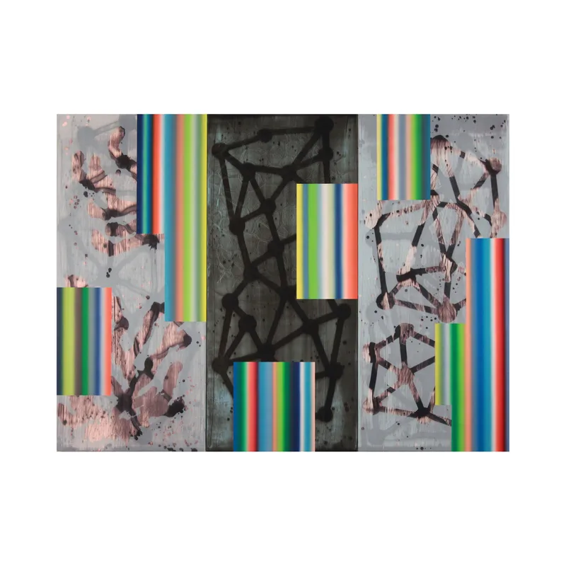 Three panel painting titled 