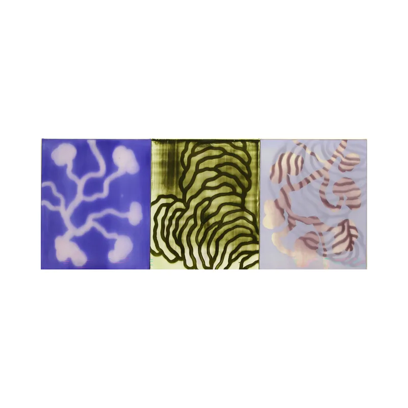 Three panel painting titled 
