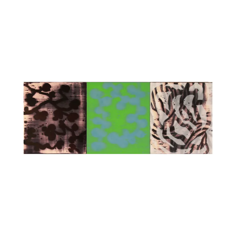 Three panel painting titled 