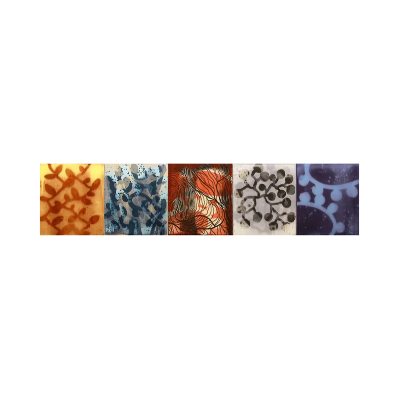 Five panel painting titled 